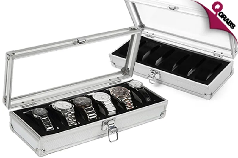 From QR59 Keep your Watches Neatly Lined Up with a 6 Piece Aluminium Watch Organizer! (Up to QR240 Value)